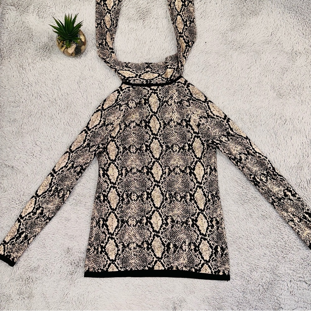 Chico’s Python-Print Tie Neck Sweater - image 4